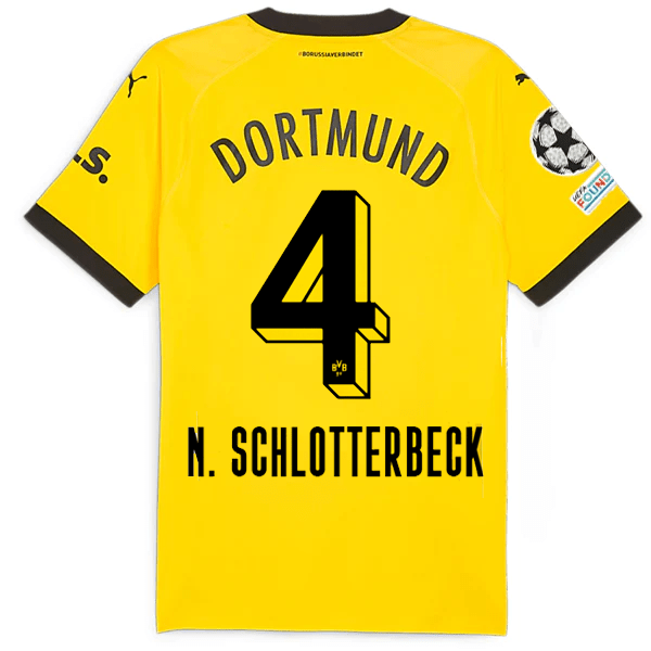 Puma Borussia Dortmund Authentic Schlotterback Home Jersey w/ Champions League Patches 23/24 (Cyber Yellow/Puma Black) | SoccerWearhouse