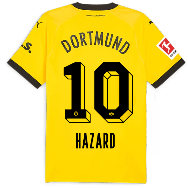 Puma Borussia Dortmund Authentic Thorgan Hazard Home Jersey w/ Bundesliga Patch 23/24 (Cyber Yellow/Puma Black) | SoccerWearhouse