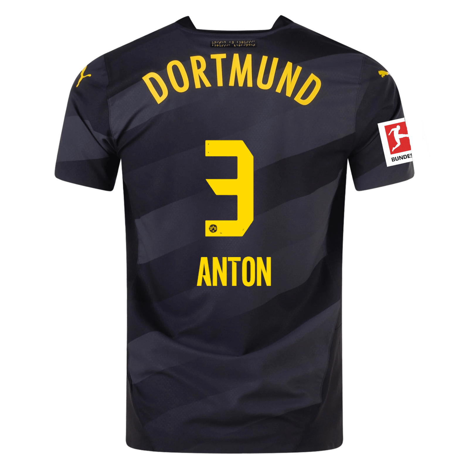 Puma Borussia Dortmund Authentic Waldemar Anton Away Jersey w/ Bundesliga Patch 24/25 (Puma Black/Faster Yellow) | SoccerWearhouse