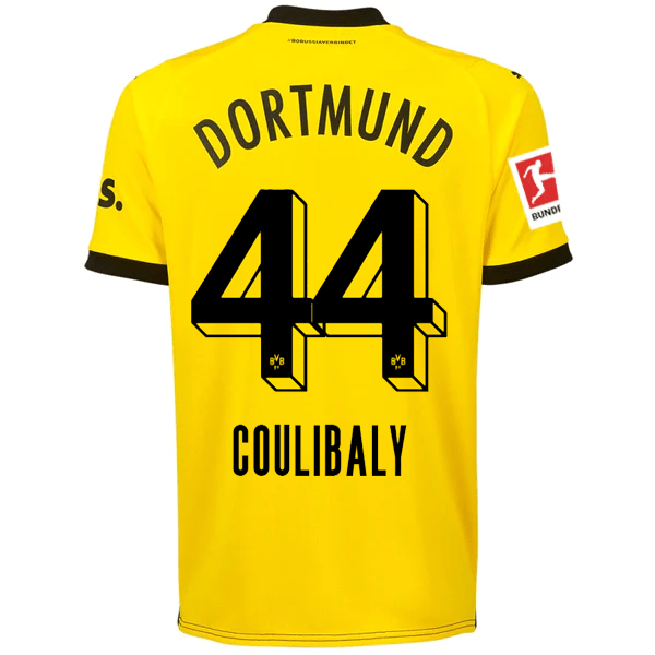 Puma Borussia Dortmund Coulibaly Home Jersey w/ Bundesliga Patch 23/24 (Cyber Yellow/Puma Black) | SoccerWearhouse
