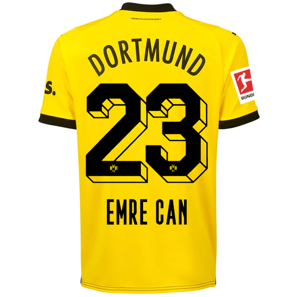 Puma Borussia Dortmund Emre Can Home Jersey w/ Bundesliga Patch 23/24 (Cyber Yellow/Puma Black) | SoccerWearhouse