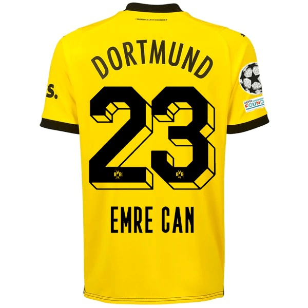 Puma Borussia Dortmund Emre Can Home Jersey w/ Champions League Patches 23/24 (Cyber Yellow/Puma Black) | SoccerWearhouse