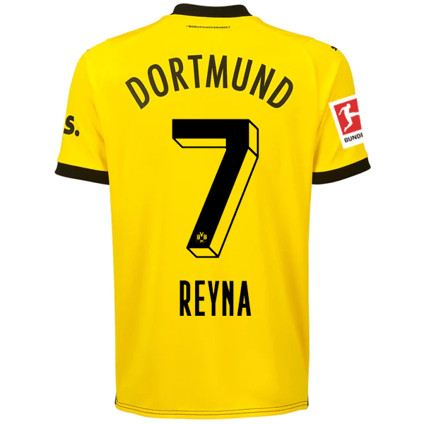 Puma Borussia Dortmund Gio Reyna Home Jersey w/ Bundesliga Patch 23/24 (Cyber Yellow/Puma Black) | SoccerWearhouse