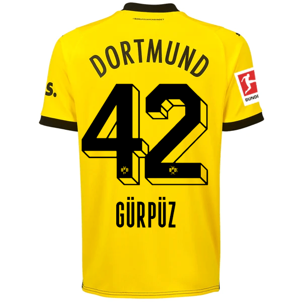 Puma Borussia Dortmund Gurpuz Home Jersey w/ Bundesliga Patch 23/24 (Cyber Yellow/Puma Black) | SoccerWearhouse