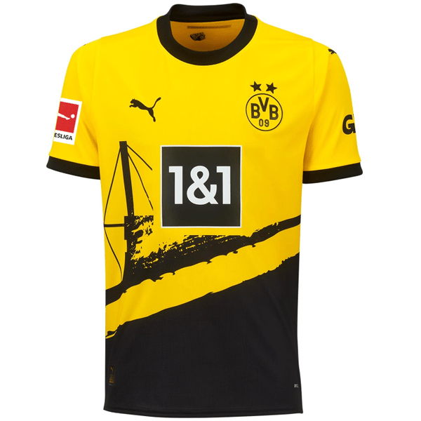 Puma Borussia Dortmund Home Jersey w/ Bundesliga Patch 23/24 (Cyber Yellow/Puma Black) | SoccerWearhouse