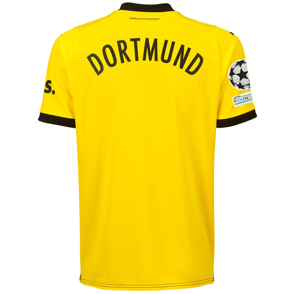 Puma Borussia Dortmund Home Jersey w/ Champions League Patches 23/24 (Cyber Yellow/Puma Black) | SoccerWearhouse