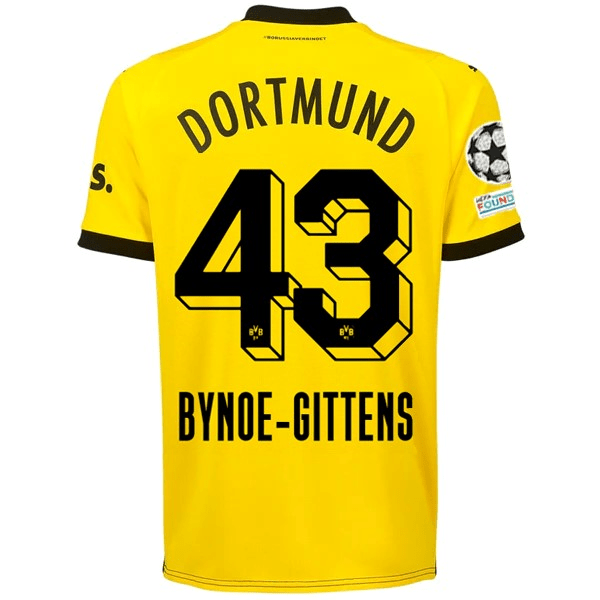 Puma Borussia Dortmund Jamie Bynoe - Gittens Home Jersey w/ Champions League Patches 23/24 (Cyber Yellow/Puma Black) | SoccerWearhouse