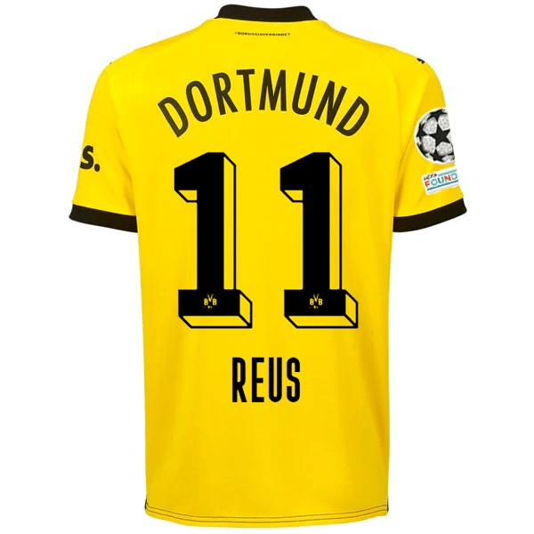 Puma Borussia Dortmund Marco Reus Home Jersey w/ Champions League Patches 23/24 (Cyber Yellow/Puma Black) | SoccerWearhouse