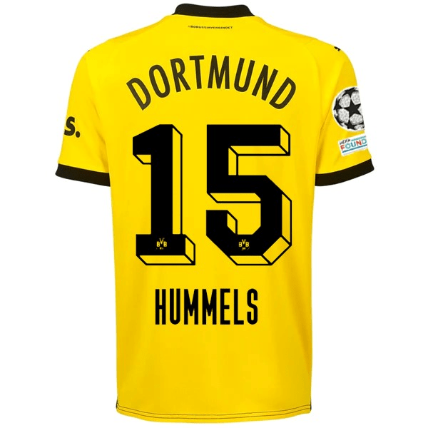 Puma Borussia Dortmund Mats Hummels Home Jersey w/ Champions League Patches 23/24 (Cyber Yellow/Puma Black) | SoccerWearhouse