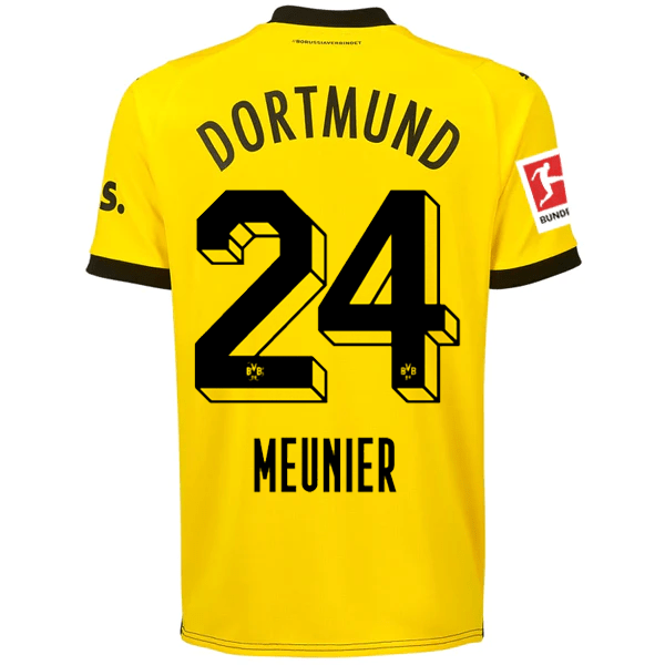 Puma Borussia Dortmund Meunier Home Jersey w/ Bundesliga Patch 23/24 (Cyber Yellow/Puma Black) | SoccerWearhouse