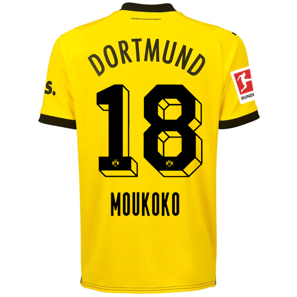 Puma Borussia Dortmund Muokoko Home Jersey w/ Bundesliga Patch 23/24 (Cyber Yellow/Puma Black) | SoccerWearhouse