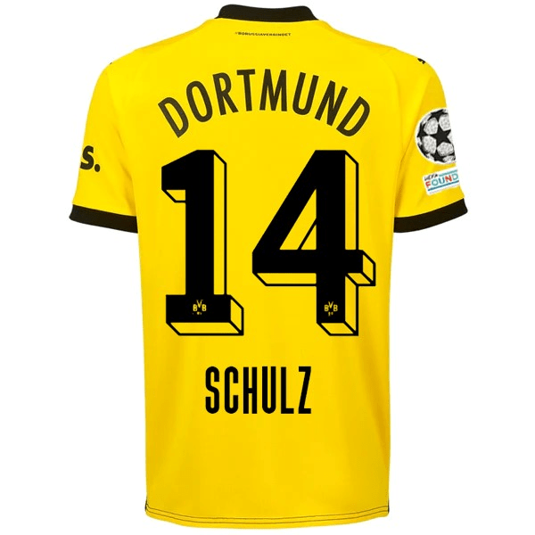 Puma Borussia Dortmund Nico Schulz Home Jersey w/ Champions League Patches 23/24 (Cyber Yellow/Puma Black) | SoccerWearhouse