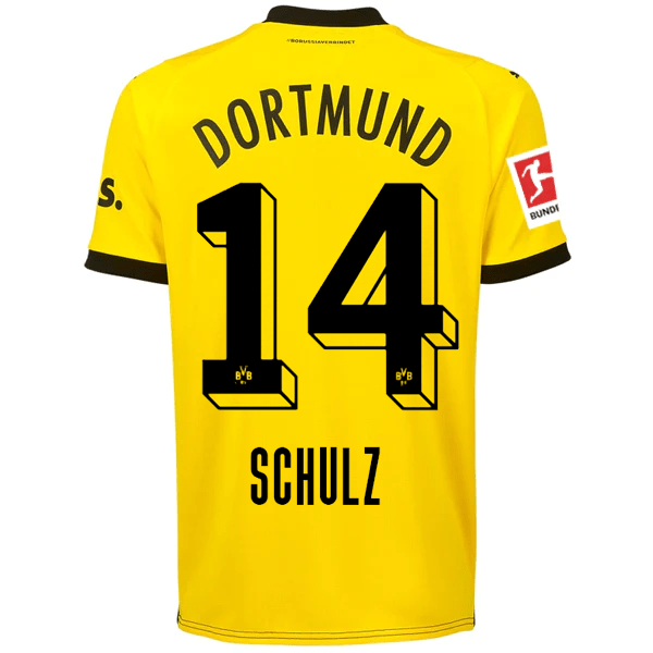 Puma Borussia Dortmund Schulz Home Jersey w/ Bundesliga Patch 23/24 (Cyber Yellow/Puma Black) | SoccerWearhouse