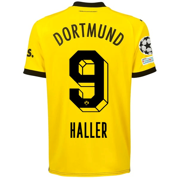 Puma Borussia Dortmund Sébastien Haller Home Jersey w/ Champions League Patches 23/24 (Cyber Yellow/Puma Black) | SoccerWearhouse