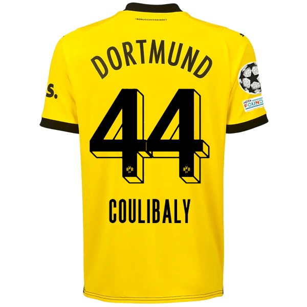 Puma Borussia Dortmund Soumaïla Coulibaly Home Jersey w/ Champions League Patches 23/24 (Cyber Yellow/Puma Black) | SoccerWearhouse