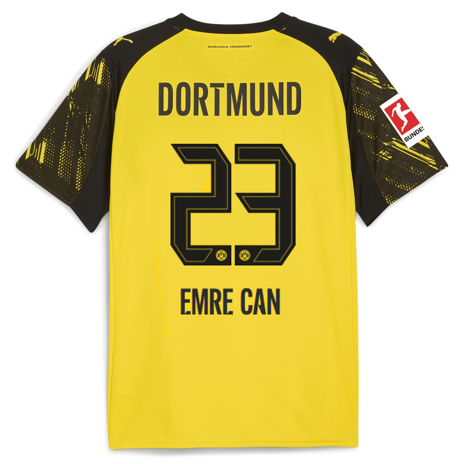 Puma BVB Dortmund Emre Can Home Jersey w/ Bundesliga Patch 25/26 (Faster Yellow/Black) | SoccerWearhouse