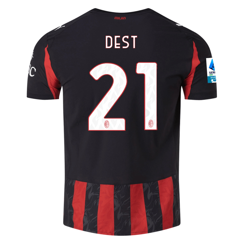 Puma Dest Men's AC Milan Authentic Home Jersey 25/26 w/ Seria A Patch (Red/Black)