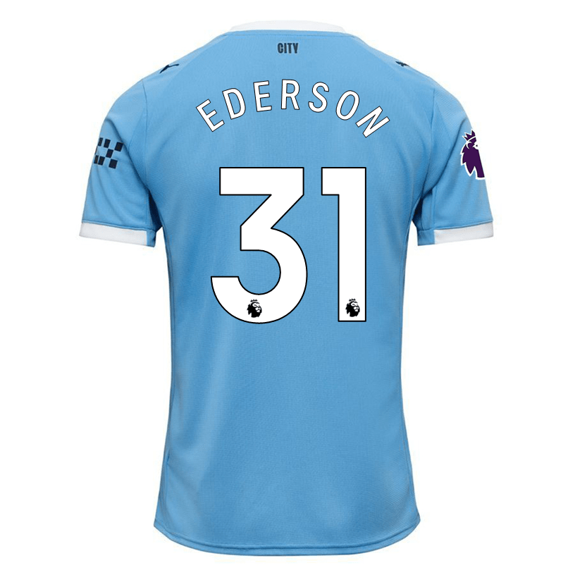 Puma Ederson Manchester City Home Jersey 25/26 w/ EPL + Sponsor Patch (Team Light Blue/Puma White) | SoccerWearhouse