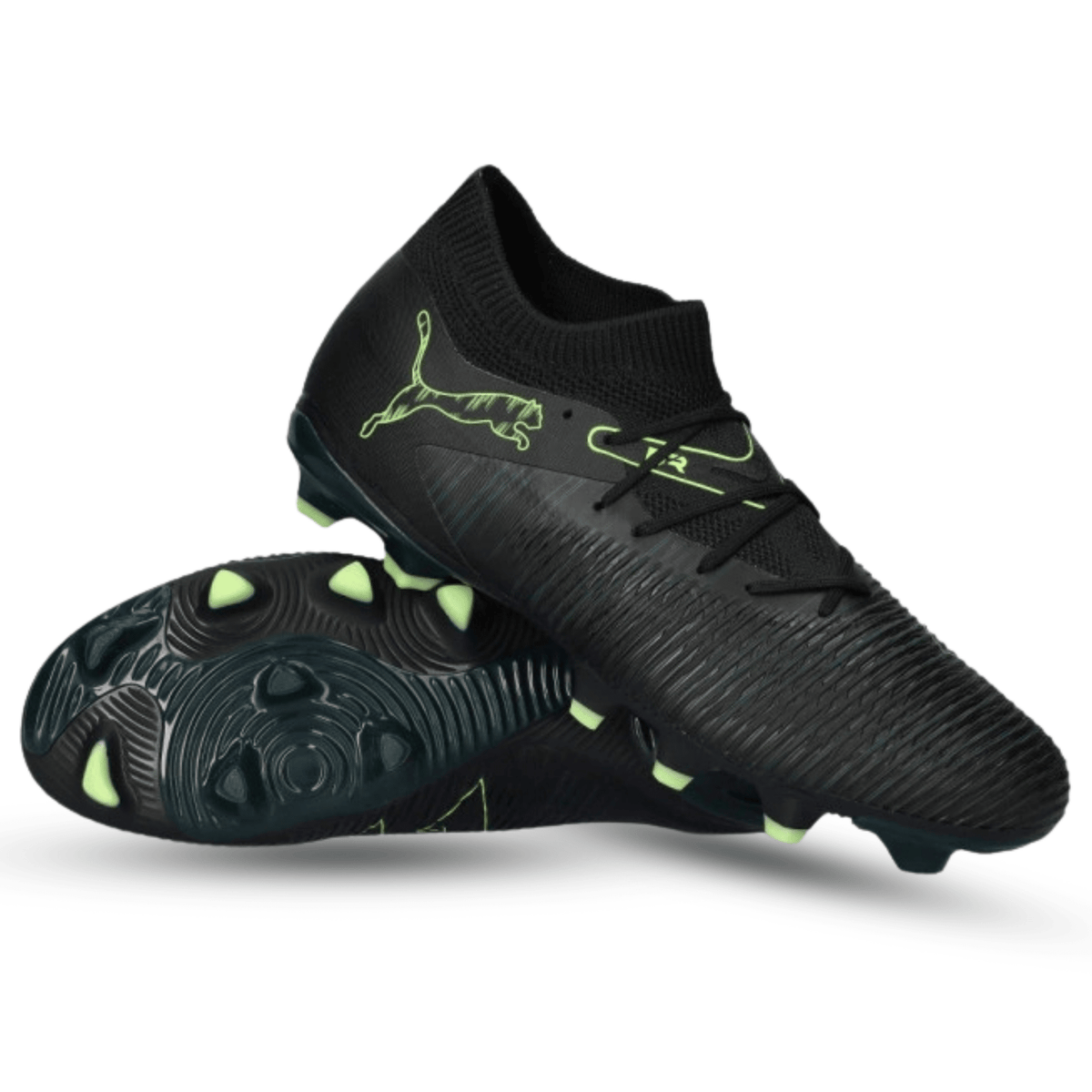 Puma Future 8 Match FG/AG Soccer Cleats (Black/Fizzy Light/Green) | SoccerWearhouse