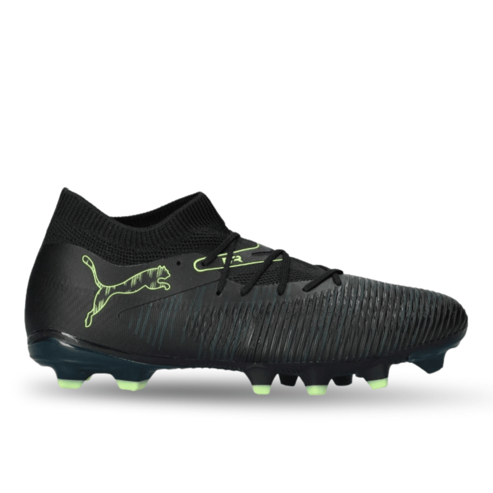Puma Future 8 Match FG/AG Soccer Cleats (Black/Fizzy Light/Green) | SoccerWearhouse