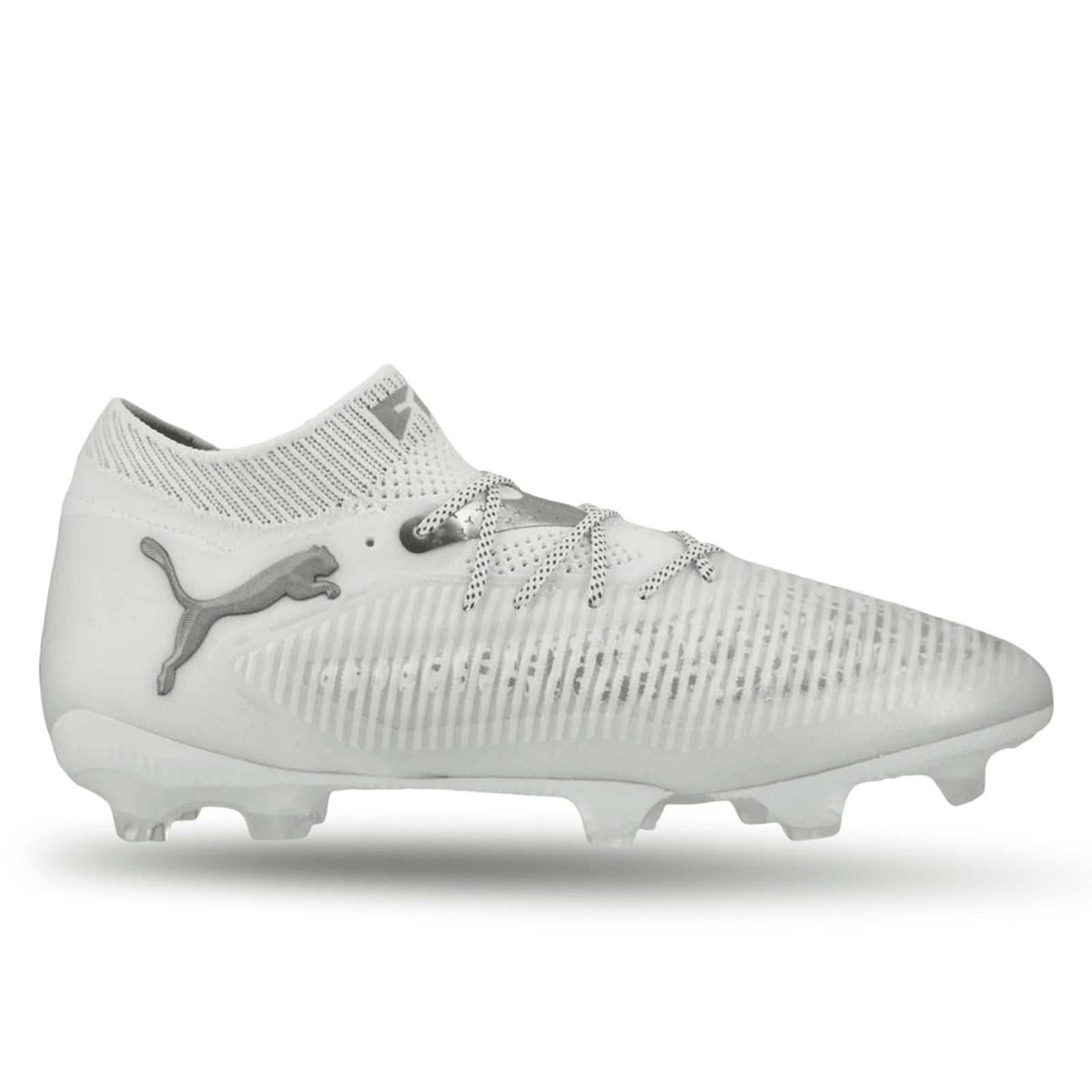 Puma Future 8 Ultimate FG Soccer Cleats (Puma White/Matte Silver) | SoccerWearhouse