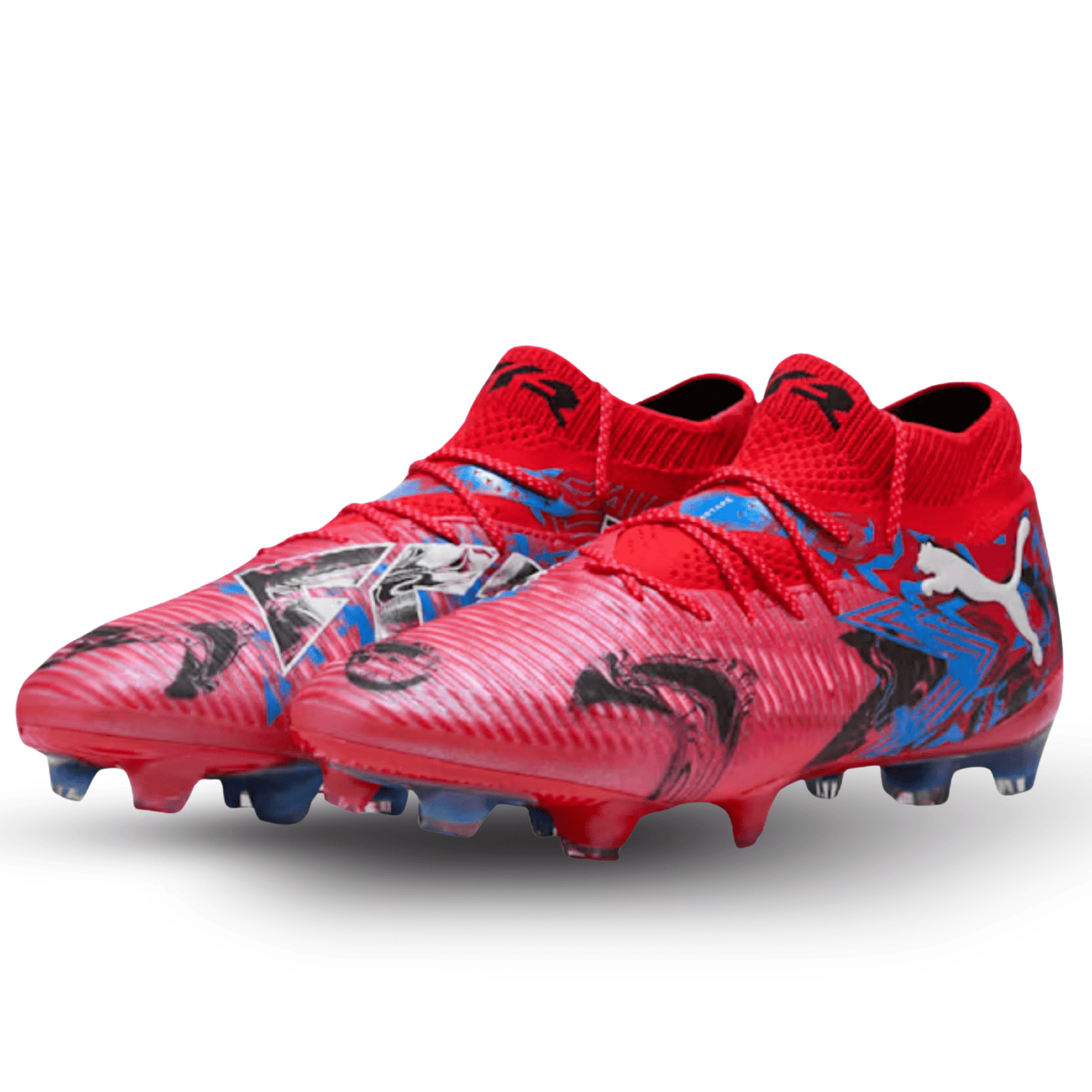 Puma Future 8 Ultimate Playmaker Firm Ground Soccer Cleats (Red/Black/Blue/Pink Pixel) | SoccerWearhouse