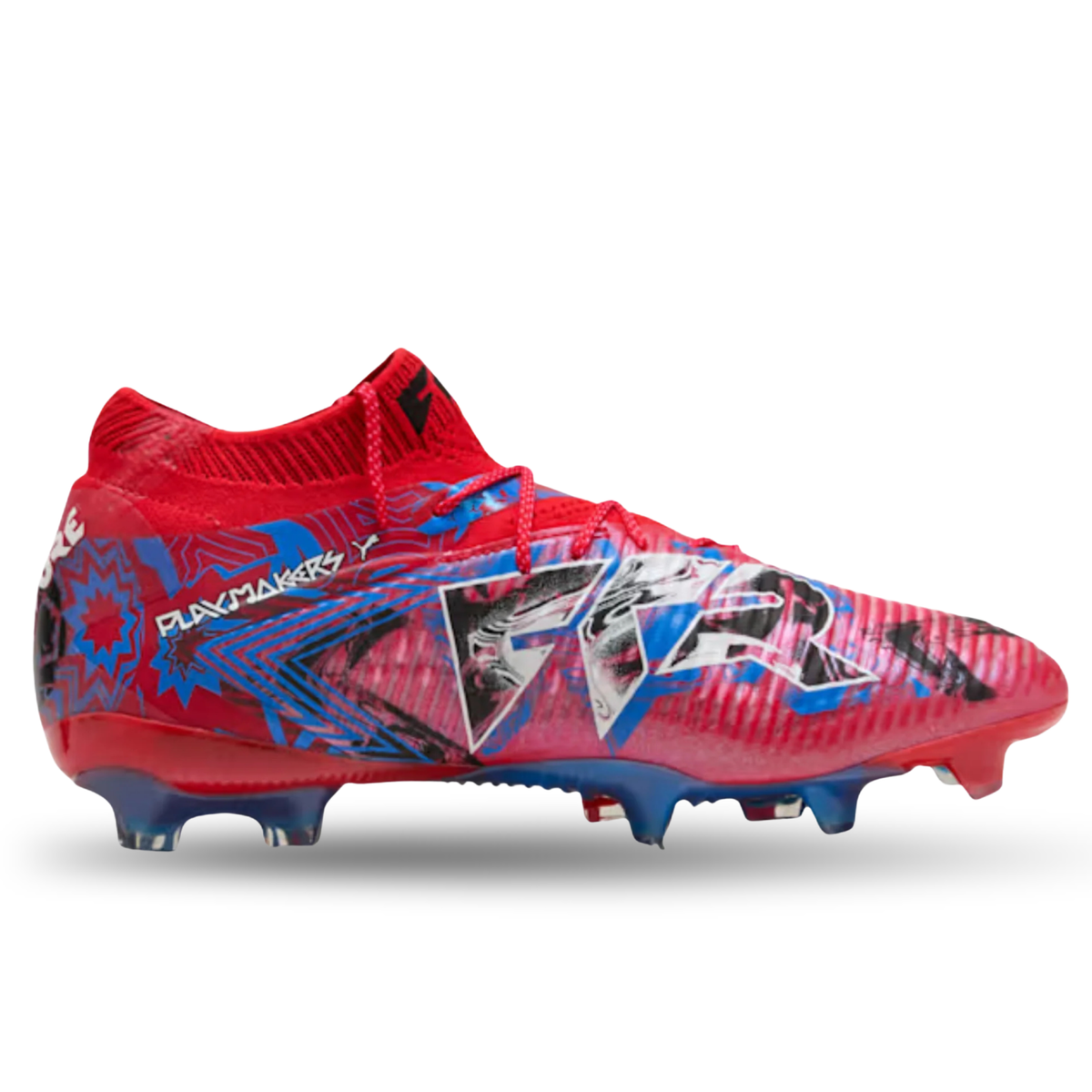 Puma Future 8 Ultimate Playmaker Firm Ground Soccer Cleats (Red/Black/Blue/Pink Pixel) | SoccerWearhouse