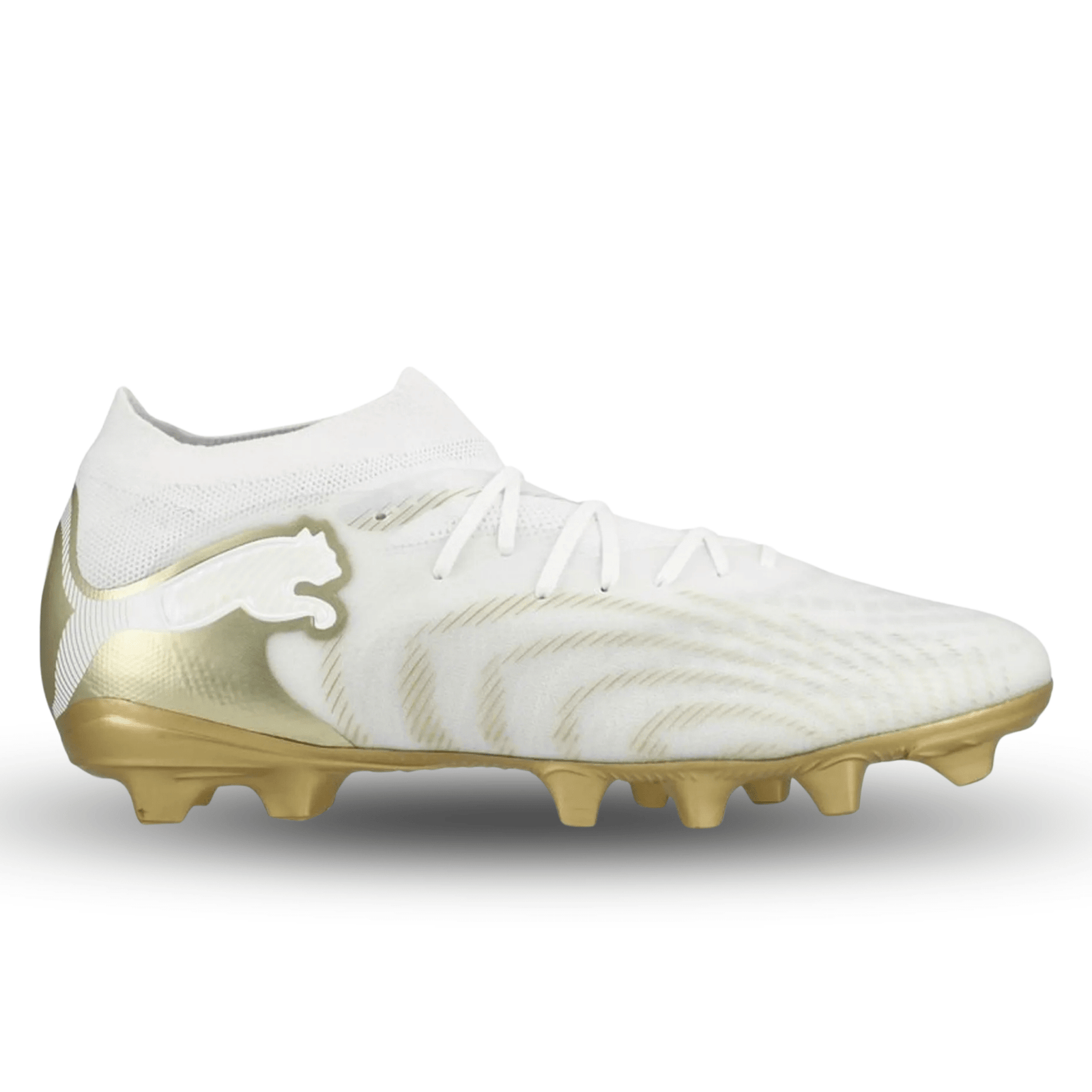 Puma Future 9 Pro FG/AG Soccer Cleats (White/Gold) | SoccerWearhouse