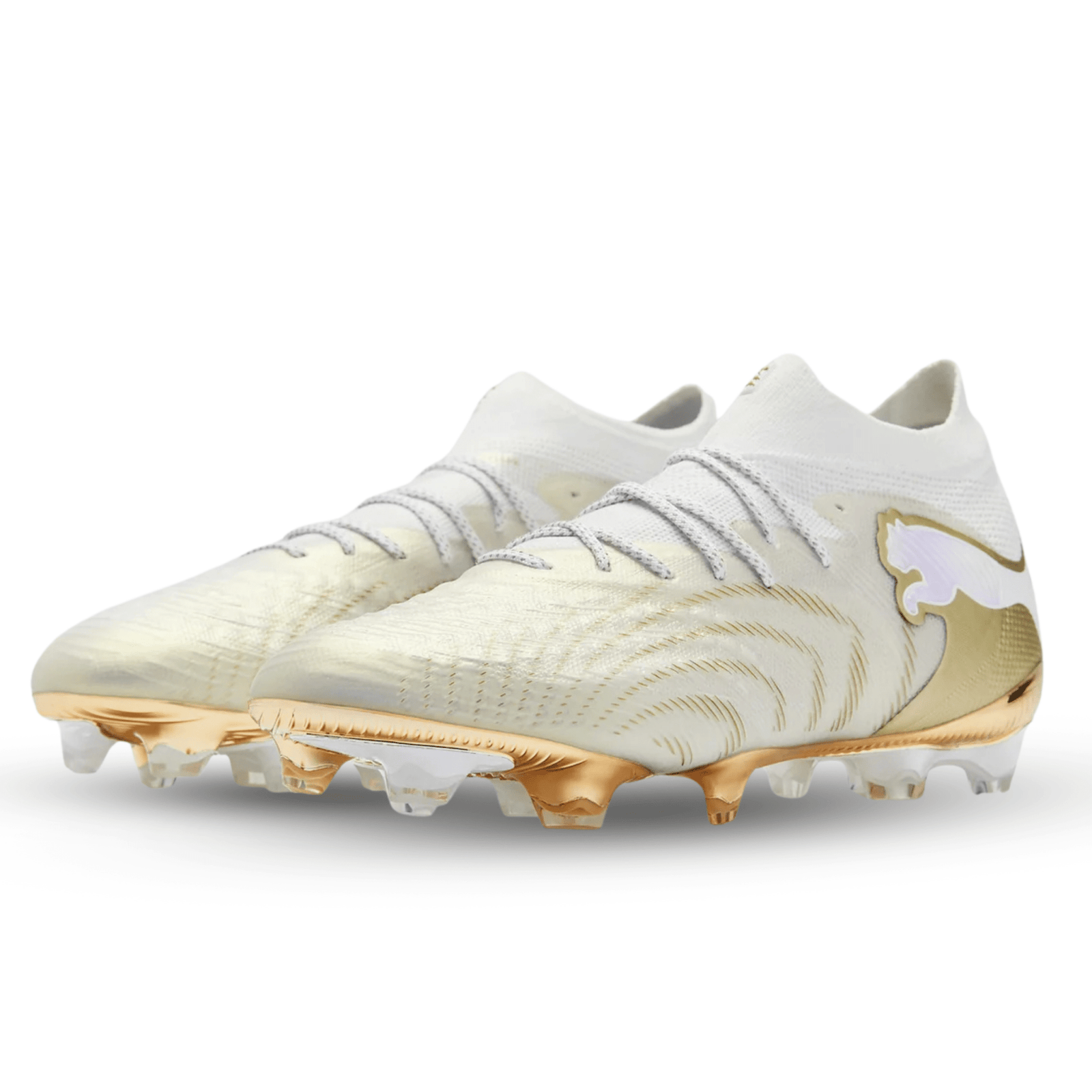 Puma Future 9 Ultimate FG Soccer Cleats (White/Gold) | SoccerWearhouse