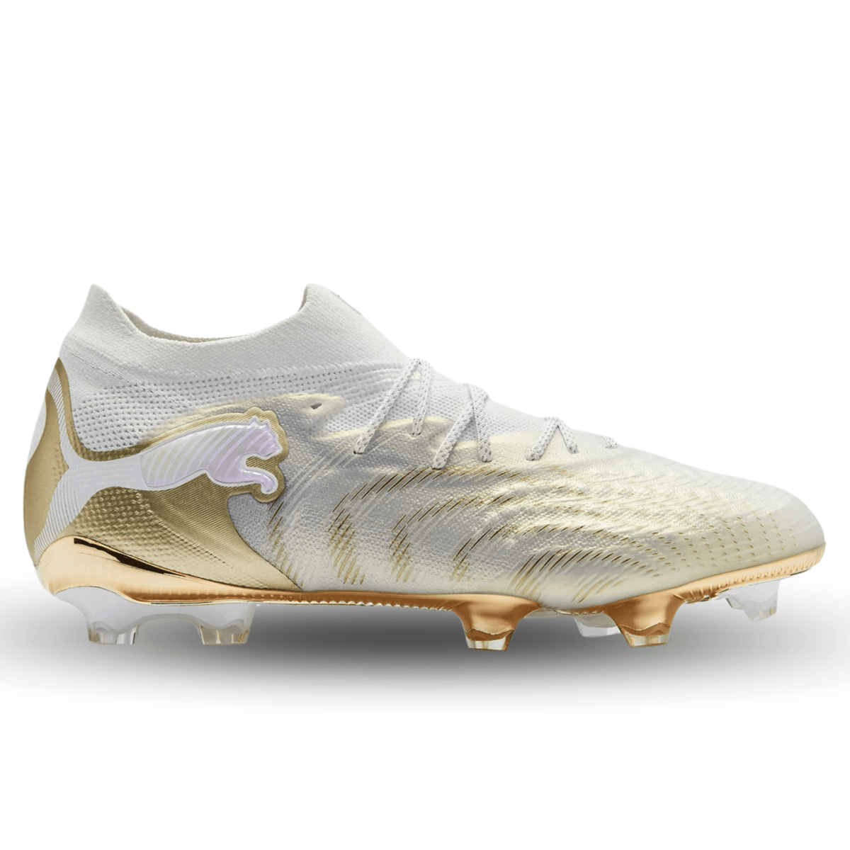Puma Future 9 Ultimate FG Soccer Cleats (White/Gold) | SoccerWearhouse