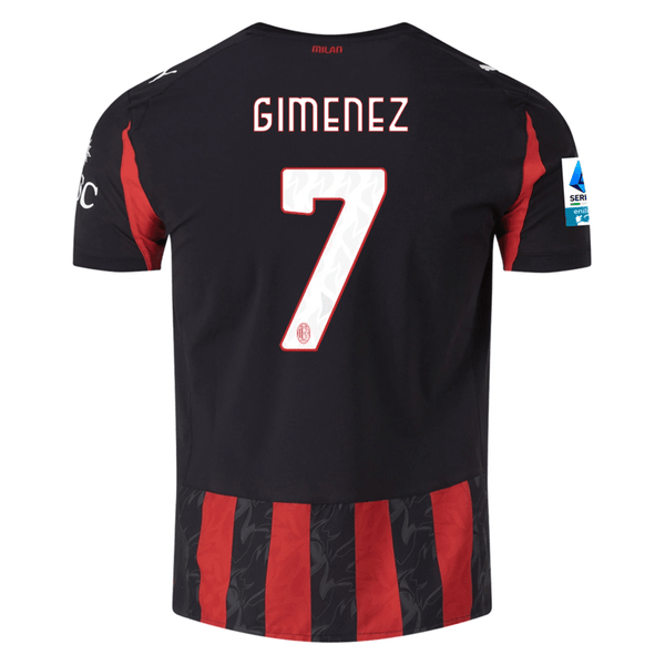 Puma Gimenez Men's AC Milan Authentic Home Jersey 25/26 w/ Seria A Pat