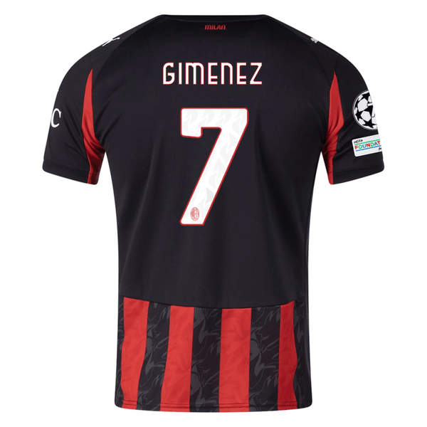 Puma Gimenez Men's AC Milan Home Jersey w/ Champions League Patches 25