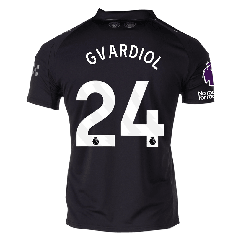 Puma Gvardiol Men's Manchester City Away Jersey 25/26 w/ NRFR + EPL Patches (Puma Black) | SoccerWearhouse