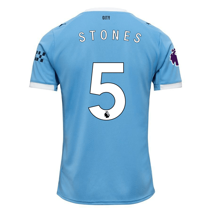 Puma John Stones Manchester City Home Jersey 25/26 w/ EPL + Sponsor Patch (Team Light Blue/Puma White) | SoccerWearhouse