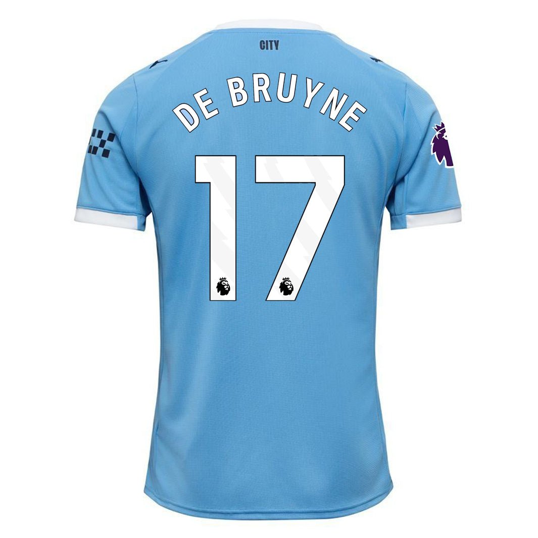 Puma Kevin De Bruyne Manchester City Home Jersey 25/26 w/ EPL + Sponsor Patch (Team Light Blue/Puma White) | SoccerWearhouse