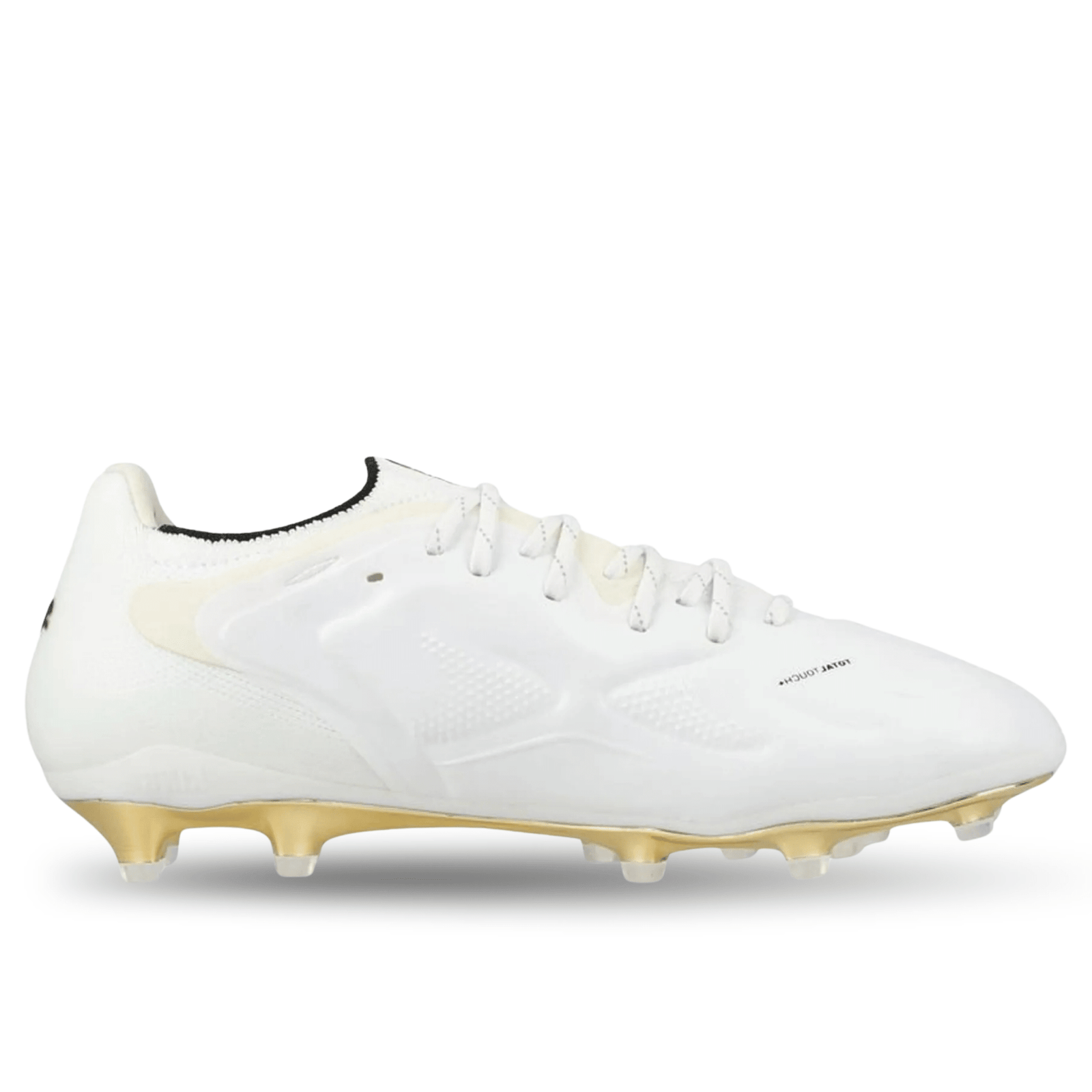PUMA King 20 Ultimate FG/AG Soccer Cleats (White/Metallic Gold/Black) | SoccerWearhouse