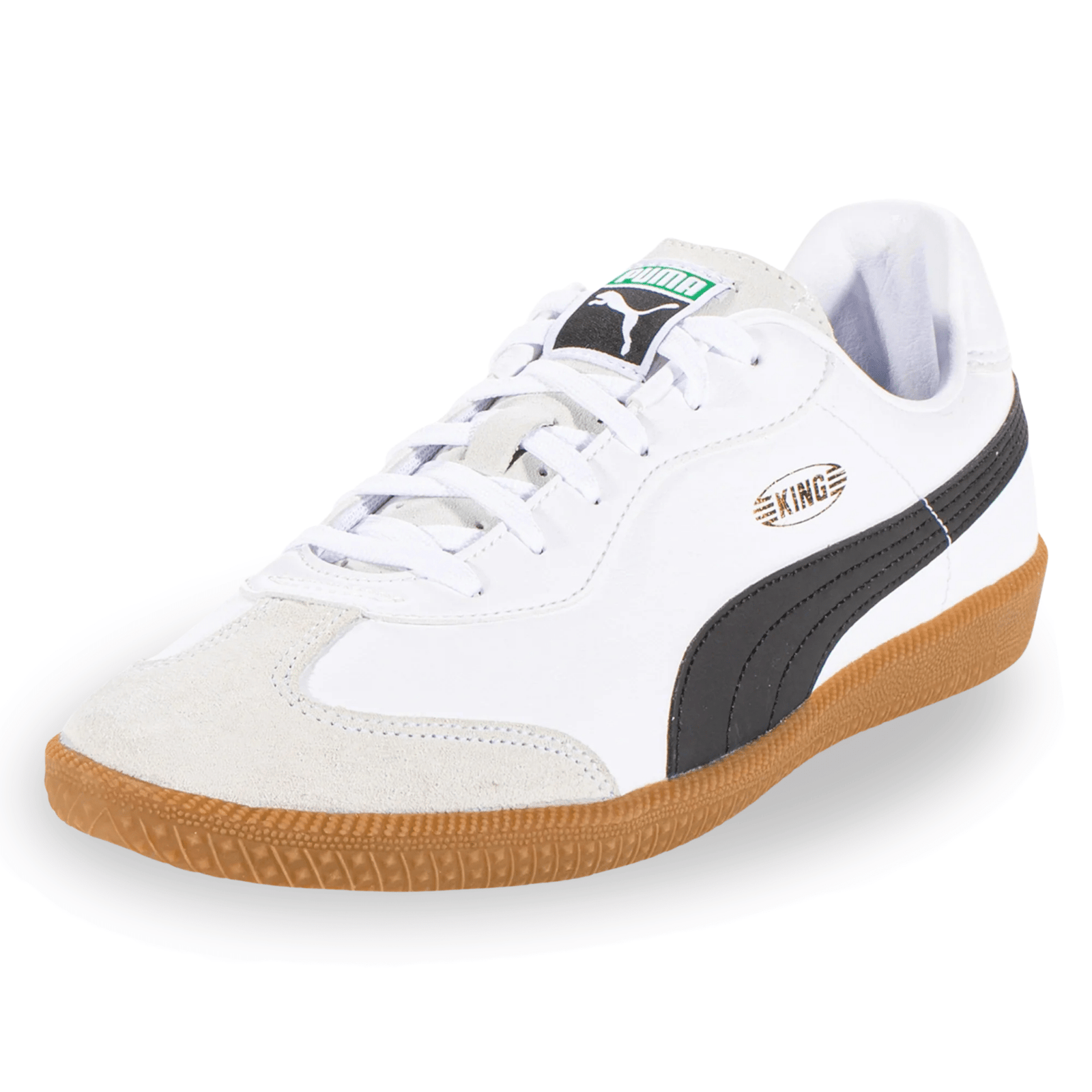 Puma King 21 Indoor Soccer Shoes (Puma White/Puma Black/Gum) | SoccerWearhouse
