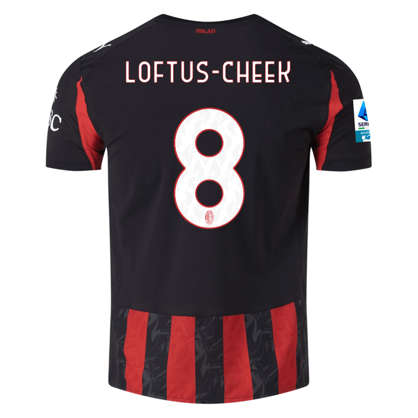 Puma Loftus - Cheek Men's AC Milan Authentic Home Jersey 25/26 w/ Seria A Patch (Red/Black) | SoccerWearhouse