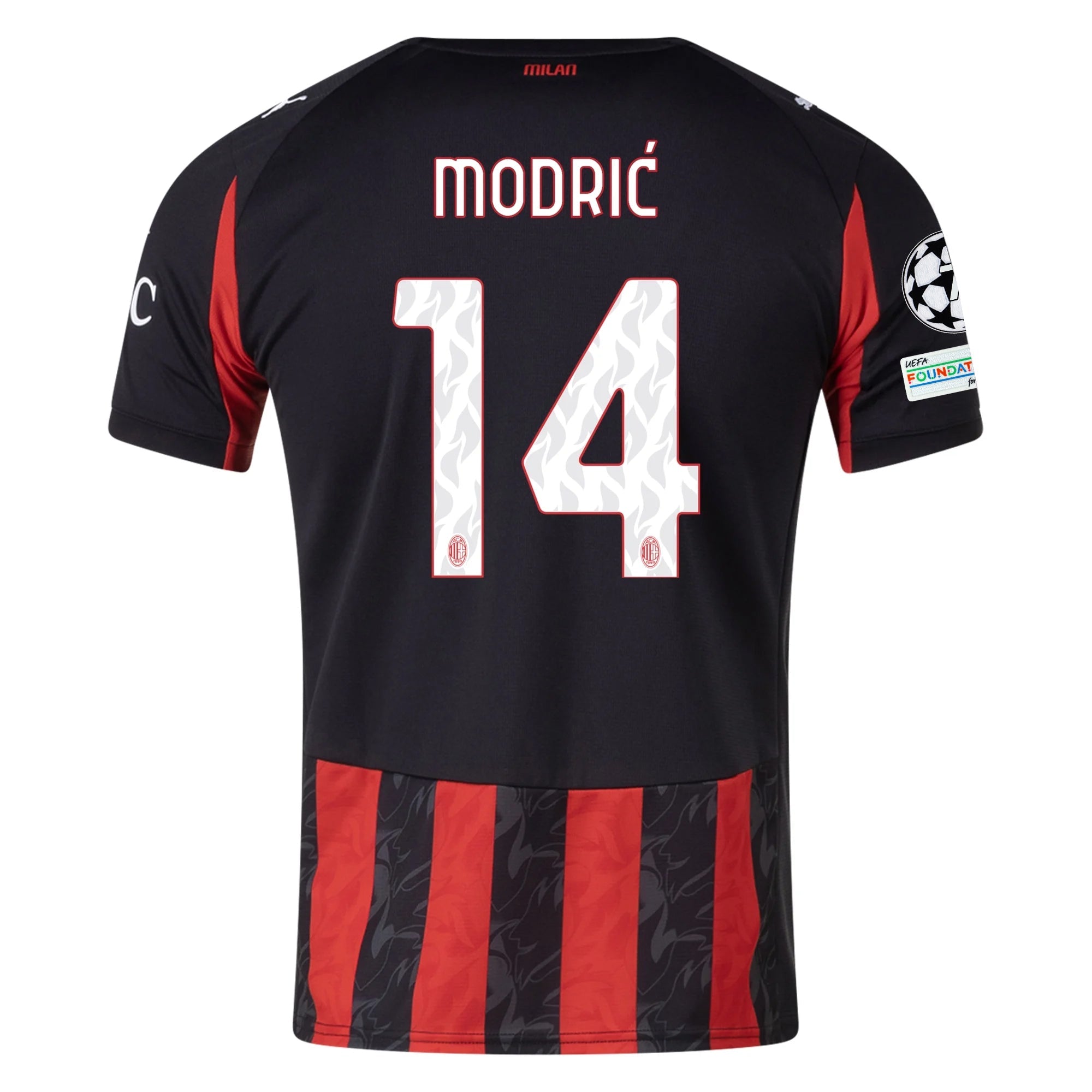 Puma Luka Modric Men's AC Milan Home Jersey w/ Champions League Patche