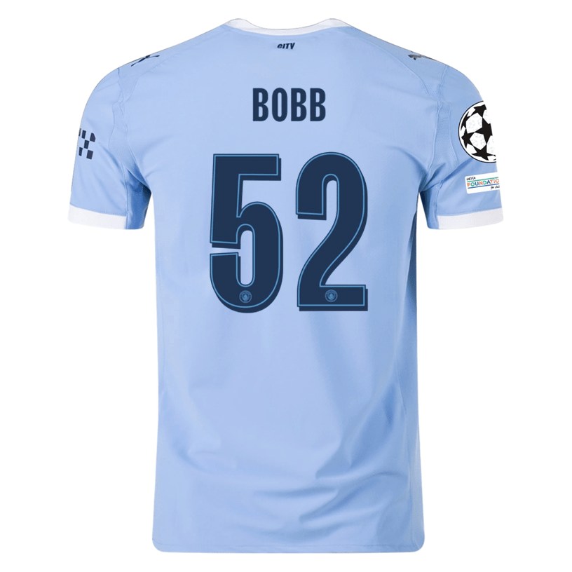 Puma Manchester City Authentic Bobb Home Jersey w/ Champions League Patches 25/26 (Team Light Blue/White) | SoccerWearhouse