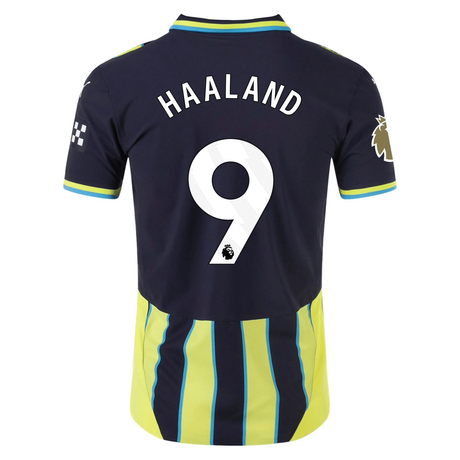 Puma Manchester City Authentic Erling Haaland Away Jersey w/ EPL + Club World Cup Patch 24/25 (New Navy/Yellow Glow) | SoccerWearhouse