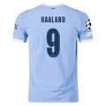 Puma Manchester City Authentic Erling Haaland Home Jersey w/ Champions League Patches 25/26 (Team Light Blue/White)