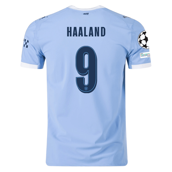 Puma Manchester City Authentic Erling Haaland Home Jersey w/ Champions