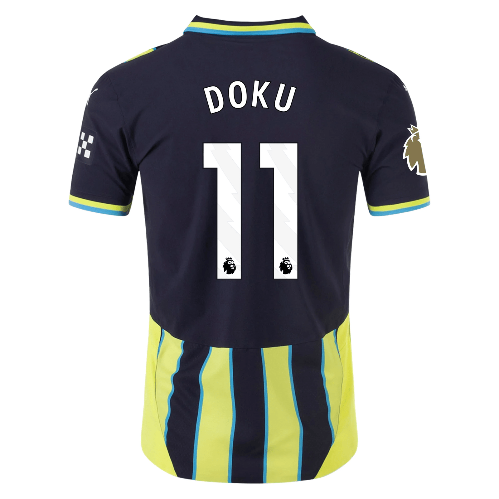 Puma Manchester City Authentic Jeremy Doku Away Jersey w/ EPL + Club World Cup Patch 24/25 (New Navy/Yellow Glow) | SoccerWearhouse