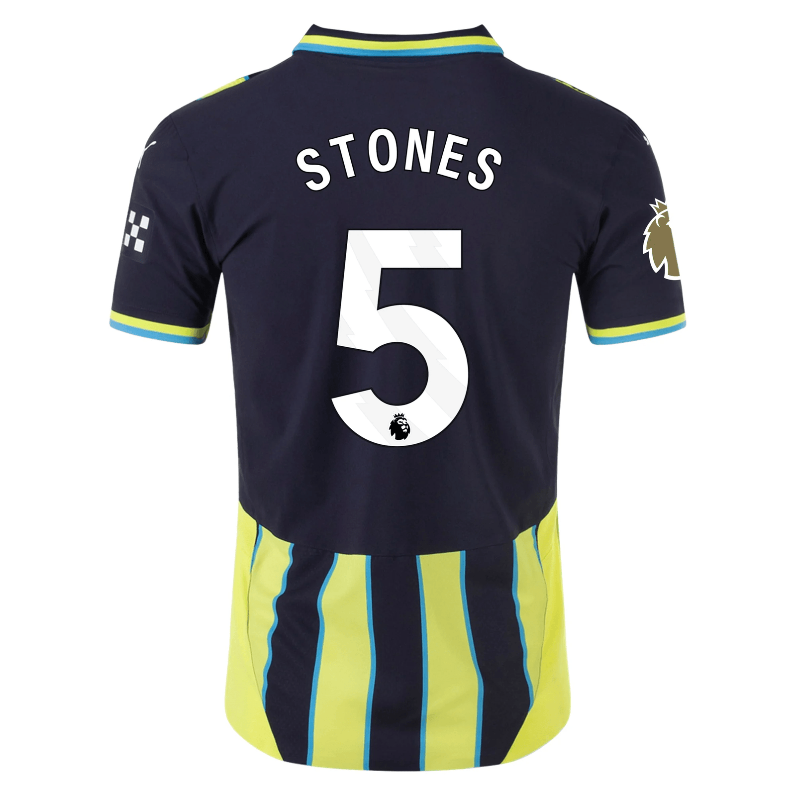 Puma Manchester City Authentic John Stones Away Jersey w/ EPL + Club World Cup Patch 24/25 (New Navy/Yellow Glow) | SoccerWearhouse
