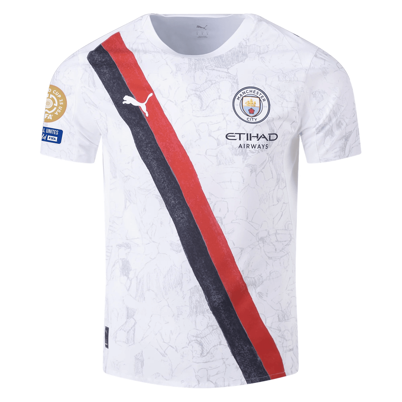 Puma Manchester City Authentic Kid Super Jersey w/ Club World Cup Patches 25/26 (Puma White/Puma Black) | SoccerWearhouse
