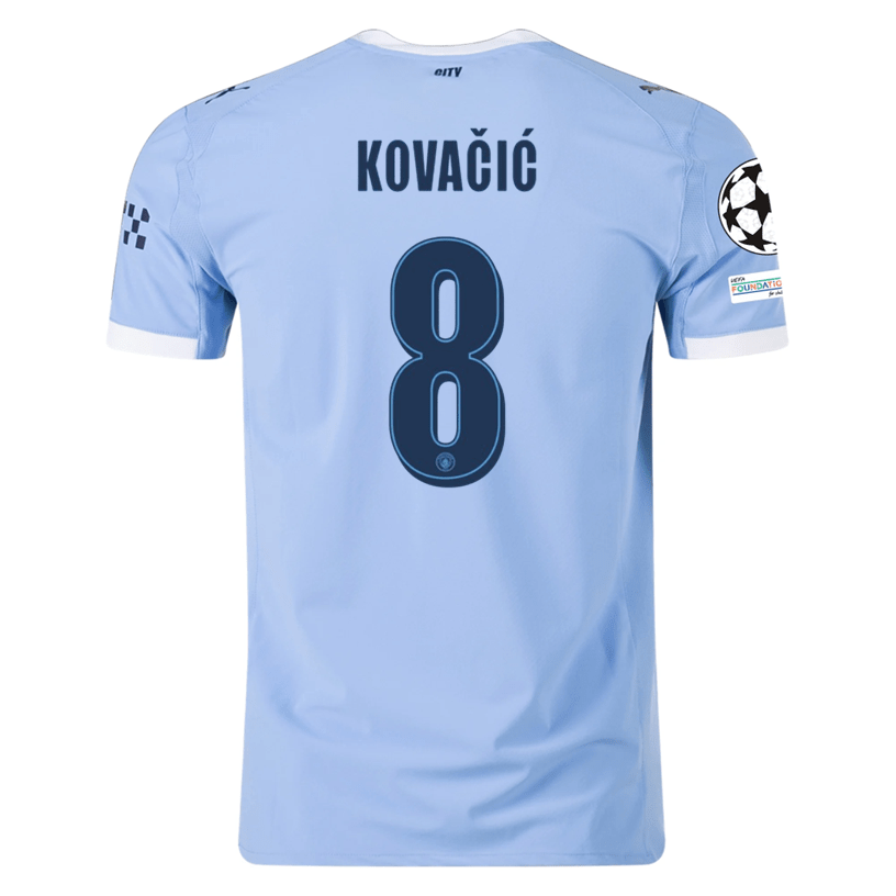 Puma Manchester City Authentic Kovacic Home Jersey w/ Champions League Patches 25/26 (Team Light Blue/White) | SoccerWearhouse