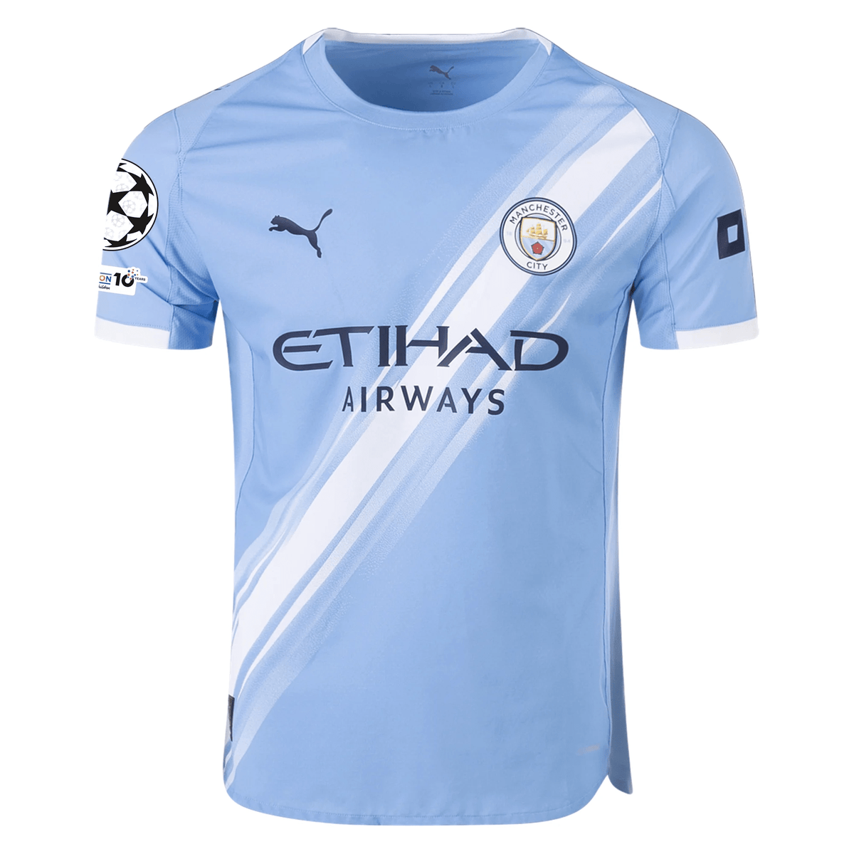 Puma Manchester City Authentic Lewis Home Jersey w/ Champions League Patches 25/26 (Team Light Blue/White) | SoccerWearhouse