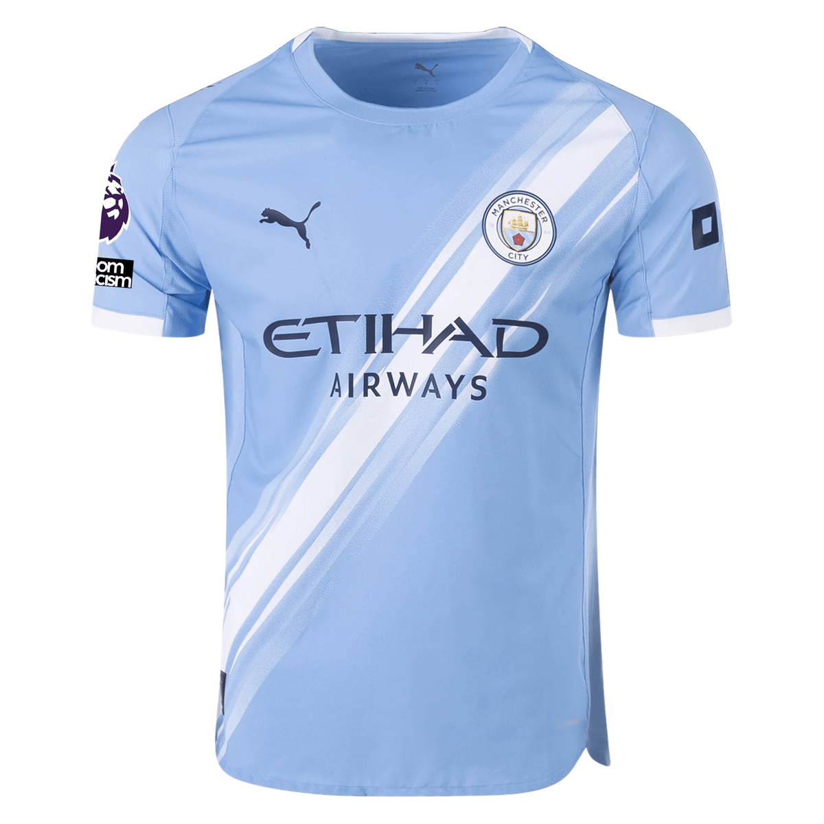 Puma Manchester City Authentic Lewis Home Jersey w/ EPL + No Room For Racism Patches 25/26 (Team Light Blue/White) | SoccerWearhouse