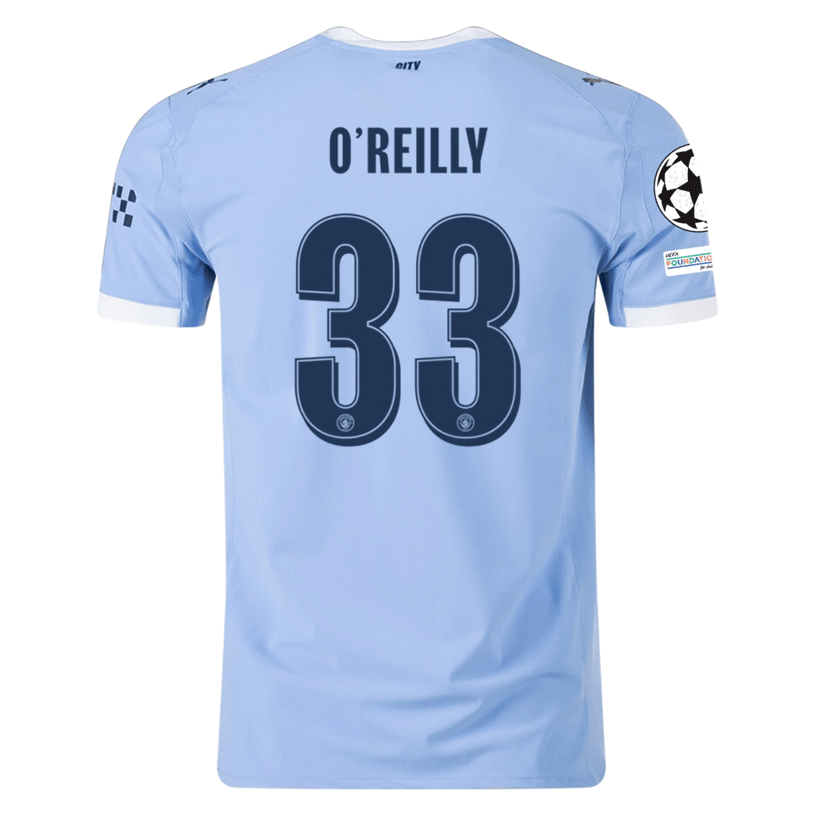 Puma Manchester City Authentic O’ Reilly Home Jersey w/ Champions League Patches 25/26 (Team Light Blue/White) | SoccerWearhouse